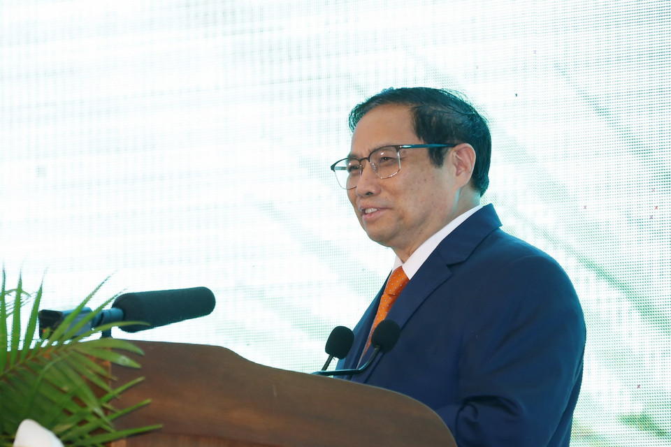 Thủ tướng Phạm Minh Chính phát biểu tại Hội nghị xúc tiến đầu tư tỉnh Gia Lai 2022. (Ảnh: Văn Điệp/TTXVN)