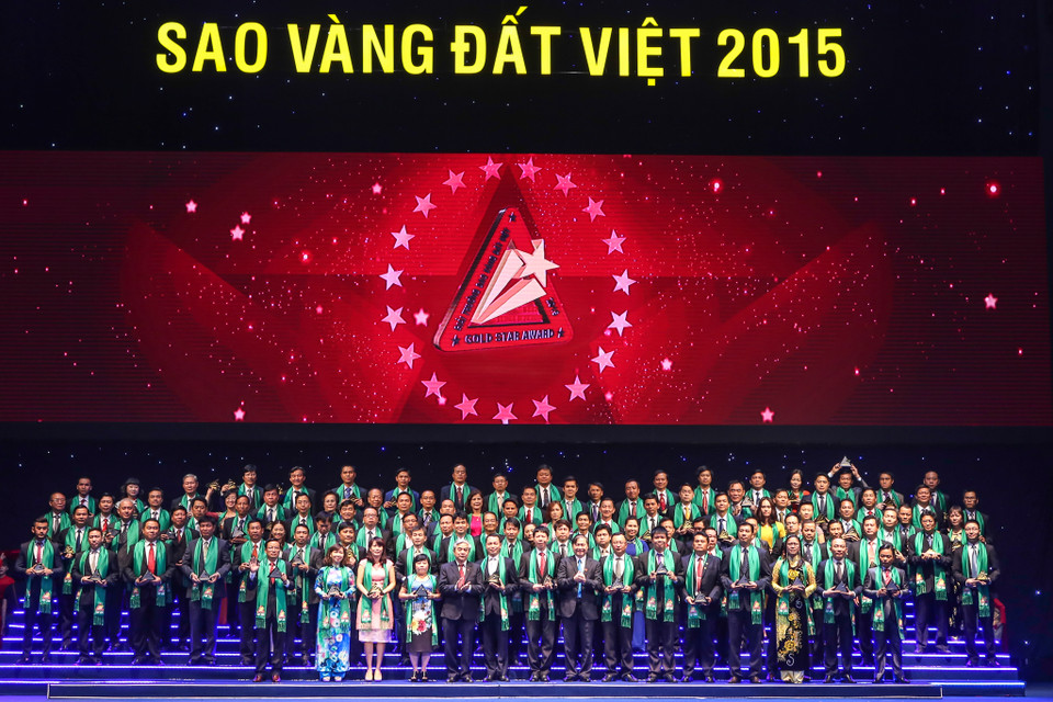 Ngày 4/10, Ban tổ chức Giải thưởng Sao Vàng đất Việt đã tổ chức lễ trao giải tại Trung tâm Hội nghị Quốc gia. (Ảnh: Minh Sơn/Vietnam+)