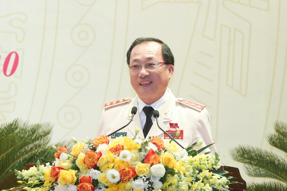 Thượng tướng Nguyễn Văn Thành, Ủy viên Trung ương Đảng, Thứ trưởng Bộ Công an phát biểu. (Ảnh: Doãn Tấn/TTXVN)