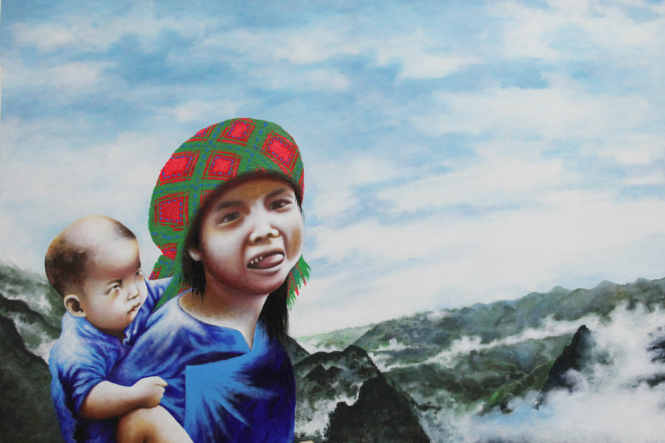 Tác phẩm 'Buổi chiều Đồng Văn' của họa sỹ Hoàng Xuân Hương. (Ảnh: Doãn Đức/Vietnam+)