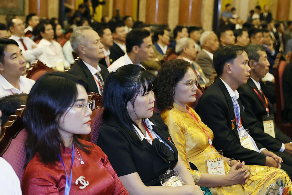 Các đại biểu tham dự buổi gặp mặt. (Ảnh: Thống Nhất/TTXVN)