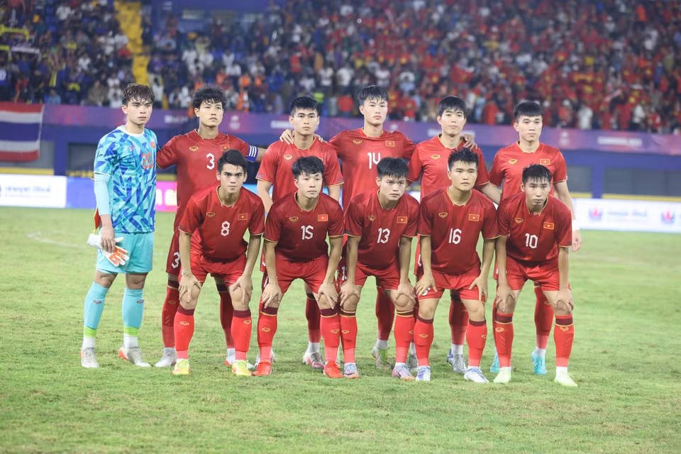 Đội hình xuất phát của U22 Việt Nam. (Ảnh: Hoàng Linh/TTXVN)