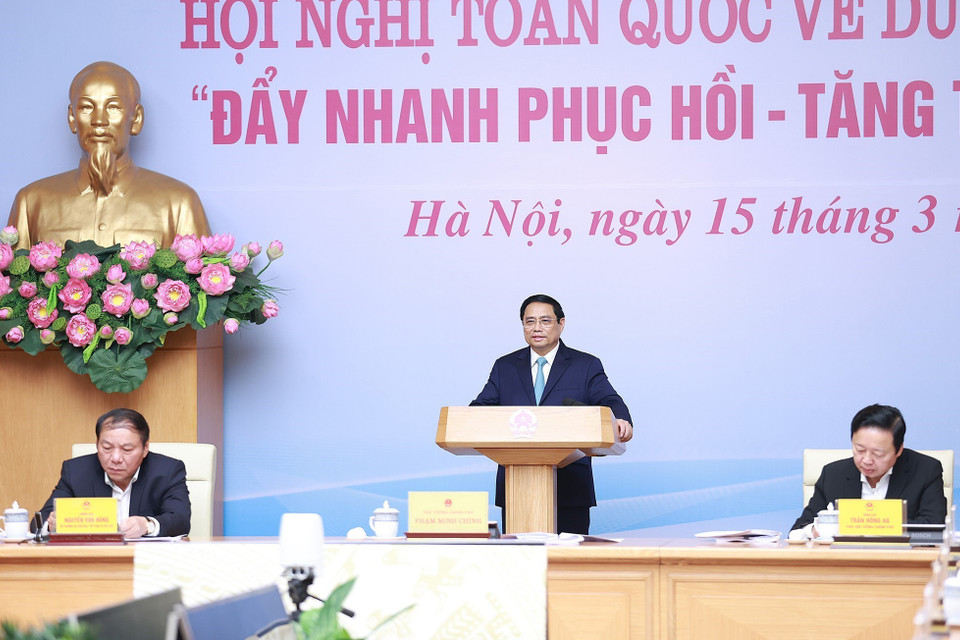 Thủ tướng Phạm Minh Chính phát biểu khai mạc. (Ảnh: Dương Giang/TTXVN)