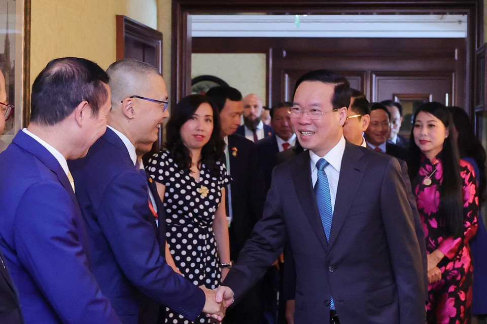 Chủ tịch nước tiếp các Đại sứ Việt Nam tại khu vực châu Âu, trong chuyến thăm chính thức Cộng hòa Áo. (Ảnh: Thống Nhất/TTXVN)