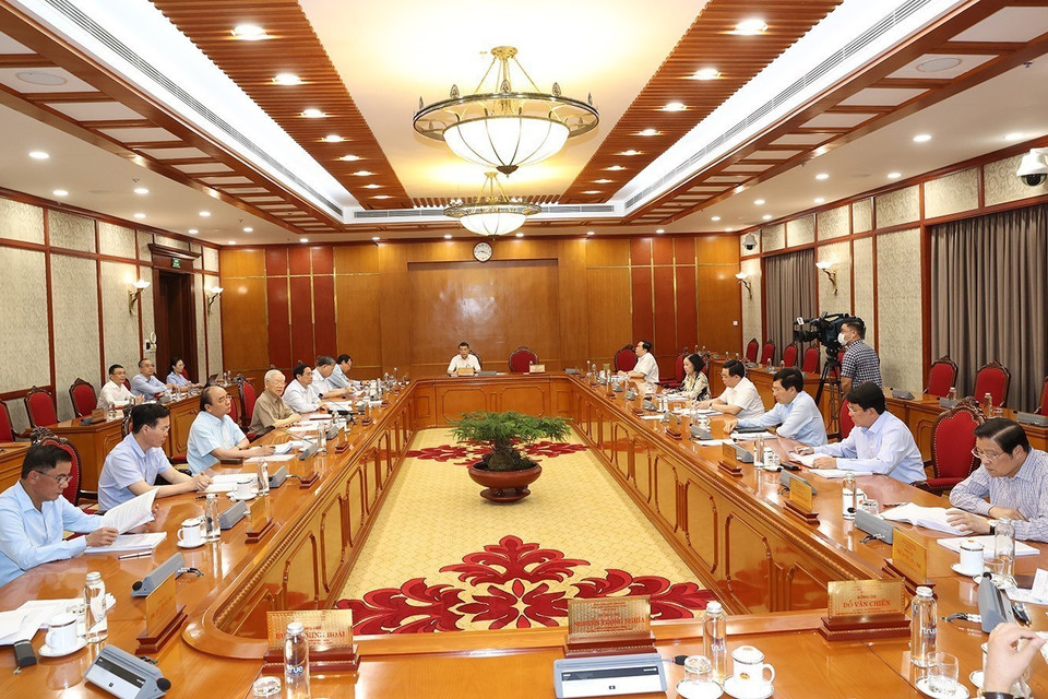 Tổng Bí thư Nguyễn Phú Trọng phát biểu kết luận cuộc họp. (Ảnh: Trí Dũng/TTXVN)