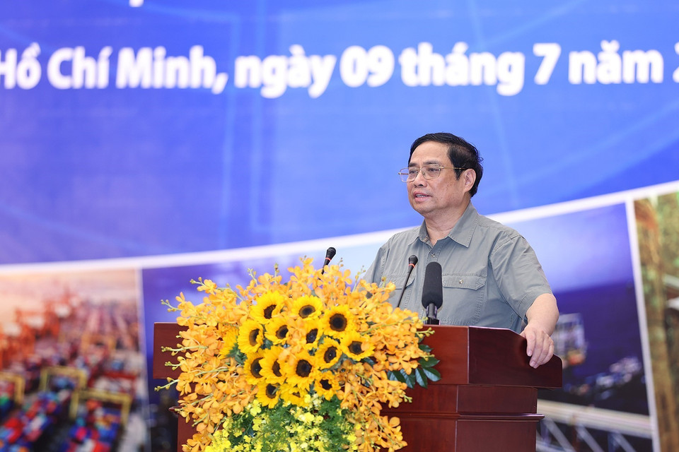 Thủ tướng Phạm Minh Chính phát biểu định hướng Hội nghị.(Ảnh: Dương Giang/TTXVN)