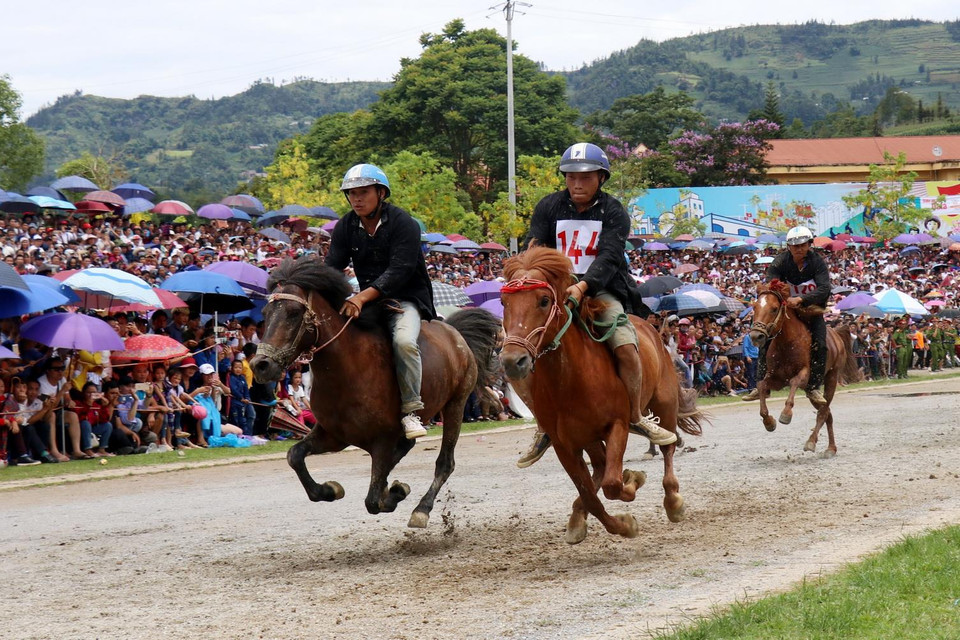 Các vận động viên tranh tài trên đường đua chung kết. (Ảnh: Quốc Khánh/TTXVN)