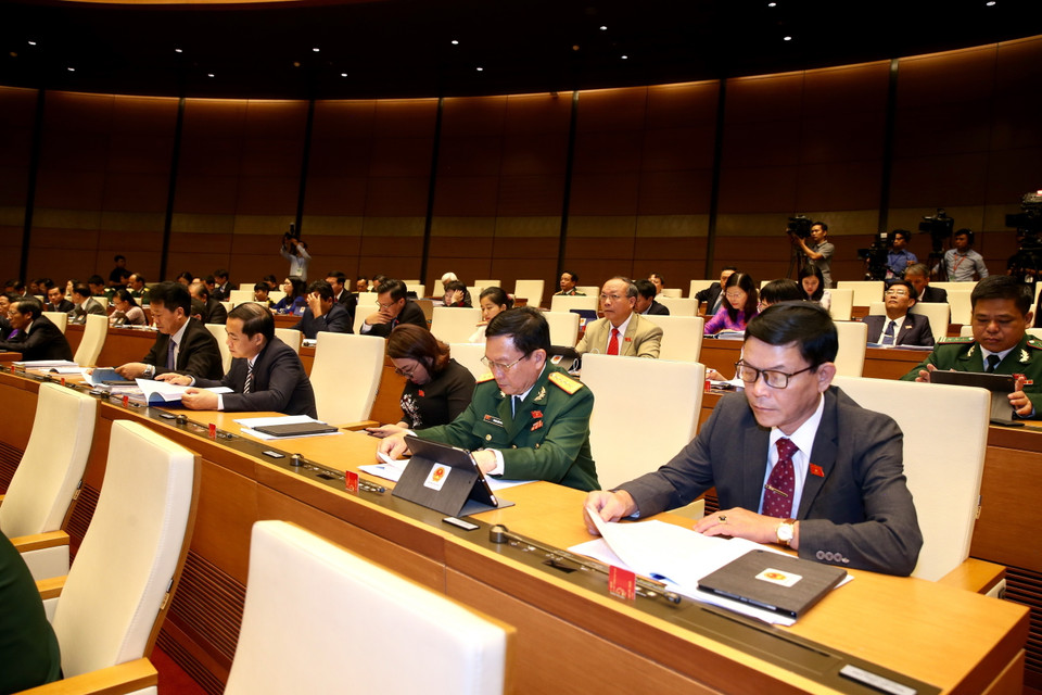 Các đại biểu Quốc hội tại phiên khai mạc. (Ảnh: Dương Giang/TTXVN)