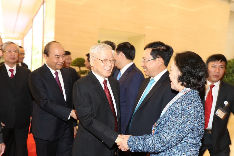 Tổng Bí thư, Chủ tịch nước Nguyễn Phú Trọng và các đại biểu dự Hội nghị. (Ảnh: Trí Dũng/TTXVN)