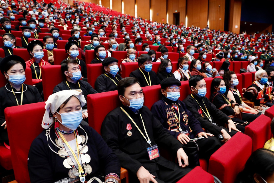 Các đại biểu dân tộc thiểu số tham dự Đại hội. (Ảnh: Dương Giang/TTXVN)