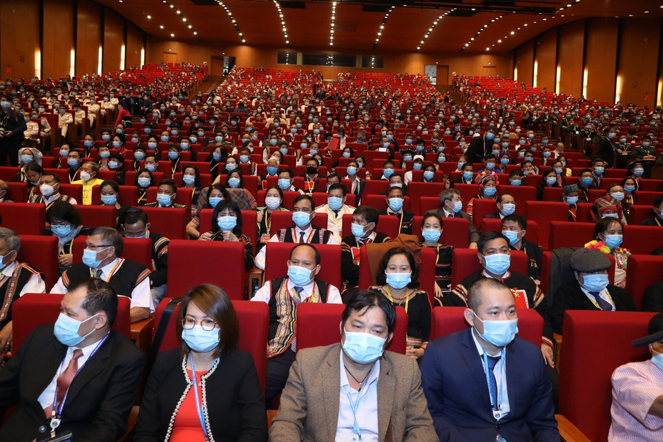 Các đại biểu dự Đại hội đại biểu toàn quốc các dân tộc thiểu số Việt Nam lần thứ II. (Ảnh: Văn Điệp/TTXVN)