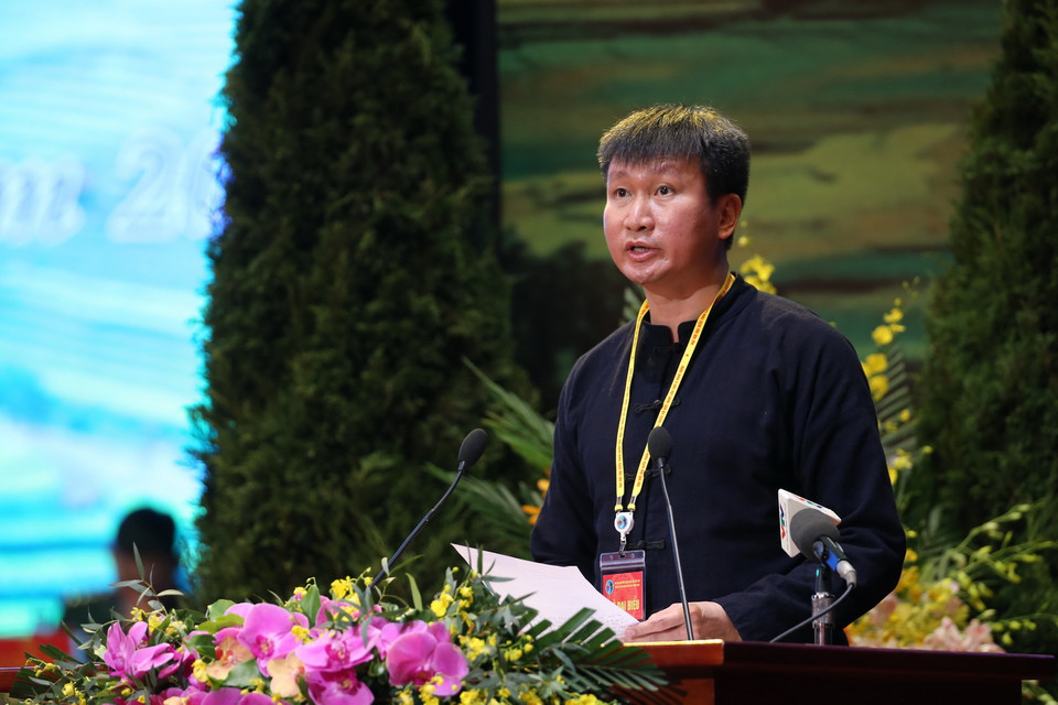 Ông Trần Huy Tuấn, Chủ tịch Ủ ban Nhân dân tỉnh Yên Bái phát biểu tham luận. (Ảnh: Dương Giang/TTXVN)