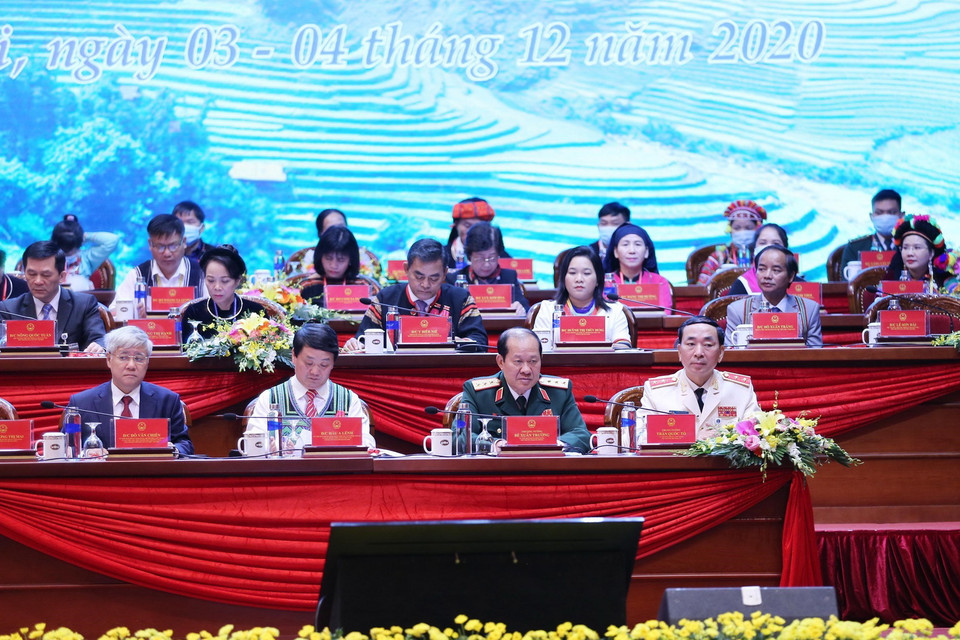 Đoàn Chủ tịch điều hành Đại hội. (Ảnh: Dương Giang/TTXVN)