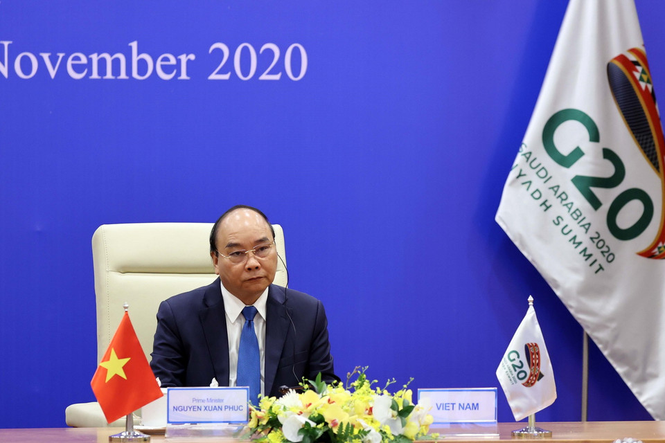 Thủ tướng Nguyễn Xuân Phúc tham dự Hội nghị thượng đỉnh nhóm các nền kinh tế phát triển và mới nổi hàng đầu thế giới-G20. (Ảnh: Thống Nhất/TTXVN)