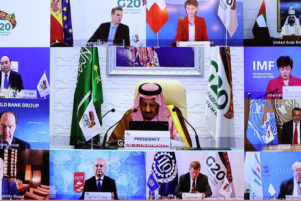 Hội nghị thượng đỉnh nhóm các nền kinh tế phát triển và mới nổi hàng đầu thế giới (G20) theo hình thức trực tuyến. (Ảnh: Thống Nhất/TTXVN)