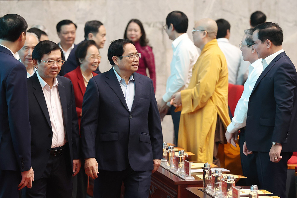 Thủ tướng Phạm Minh Chính đến dự chương trình 'Cả nước chung tay vì người nghèo' năm 2022. (Ảnh: Dương Giang/TTXVN)