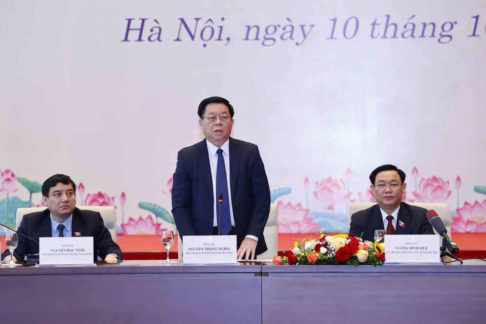  Trưởng Ban Tuyên giáo Trung ương Nguyễn Trọng Nghĩa phát biểu. (Ảnh: Doãn Tấn/TTXVN)