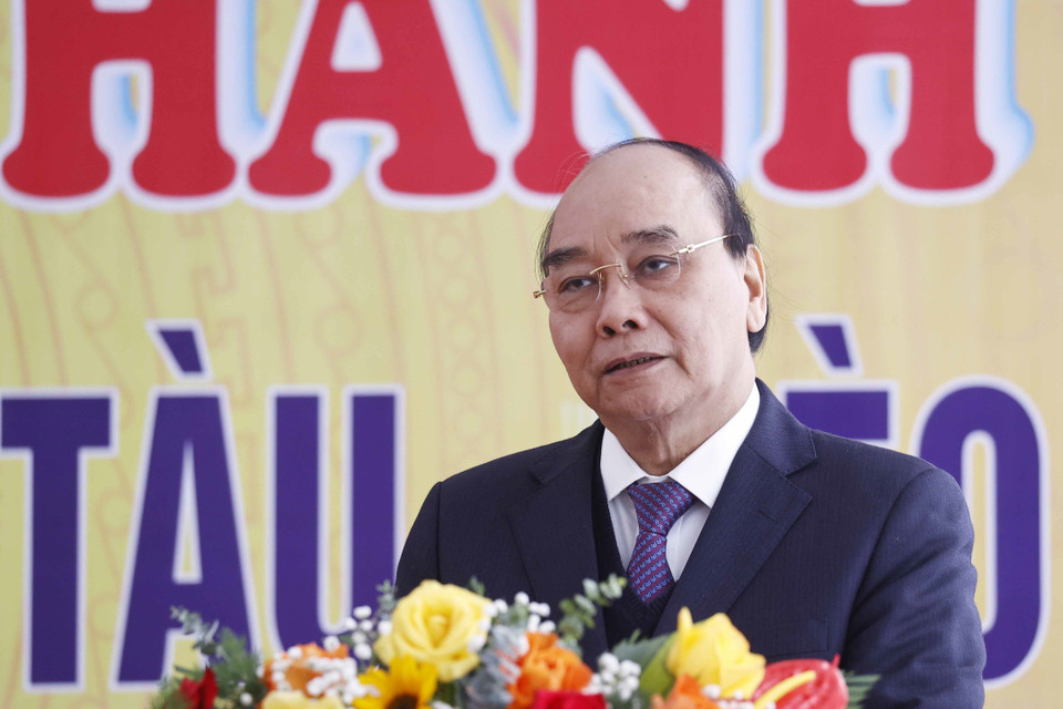 Chủ tịch nước Nguyễn Xuân Phúc phát biểu. (Ảnh: Thống Nhất/TTXVN)