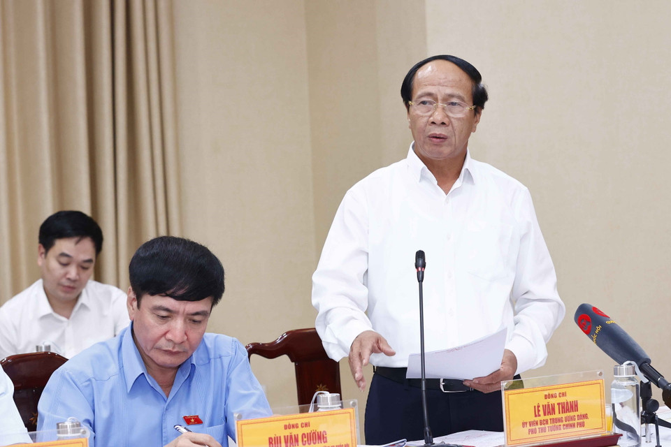 Ông Lê Văn Thành, Ủy viên Trung ương Đảng, Phó Thủ tướng Chính phủ phát biểu. (Ảnh: Doãn Tấn/TTXVN)