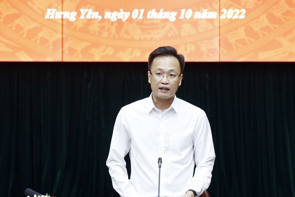 Ông Nguyễn Hữu Nghĩa, Ủy viên Trung ương Đảng, Bí thư Tỉnh ủy Hưng Yên phát biểu. (Ảnh: Thống Nhất/TTXVN)