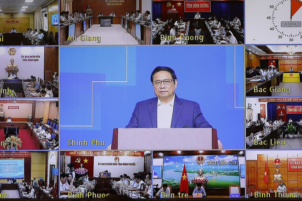 Hội nghị đô thị toàn quốc năm 2022 kết nối trực tuyến đến 63 tỉnh, thành phố. (Ảnh: Dương Giang/TTXVN)