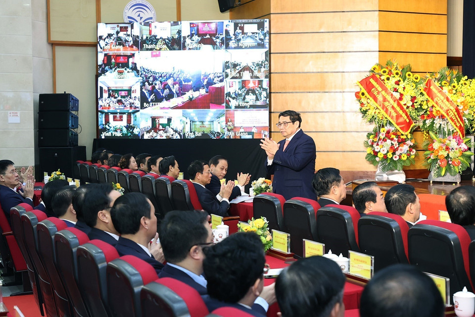 Thủ tướng Phạm Minh Chính đến dự hội nghị. (Ảnh: Dương Giang/TTXVN)