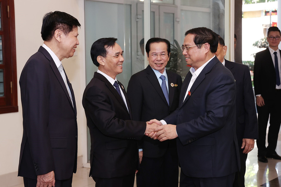 Thủ tướng Phạm Minh Chính làm việc với Hội Cựu chiến binh Việt Nam về công tác chuẩn bị Đại hội đại biểu toàn quốc lần thứ VII, nhiệm kỳ 2022-2027. (Ảnh: Dương Giang/TTXVN)