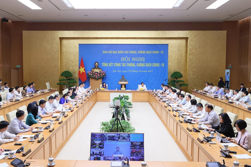 Hội nghị tổng kết công tác phòng, chống dịch COVID-19. (Ảnh: Dương Giang/TTXVN)