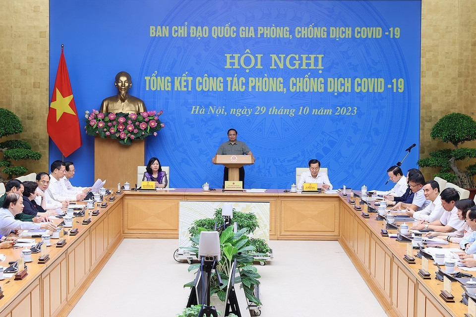 Quang cảnh Hội nghị tại đầu cầu Trụ sở Chính phủ. (Ảnh: Dương Giang/TTXVN)