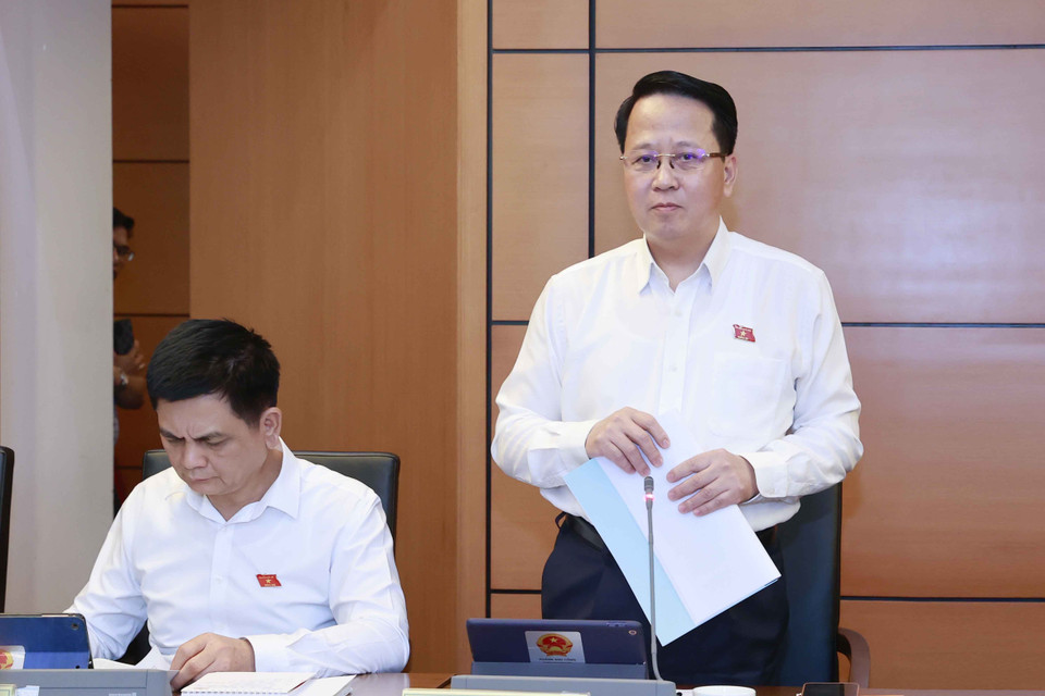 Đại biểu Quốc hội tỉnh Thái Nguyên Hoàng Anh Công phát biểu ý kiến. (Ảnh: Doãn Tấn/TTXVN)