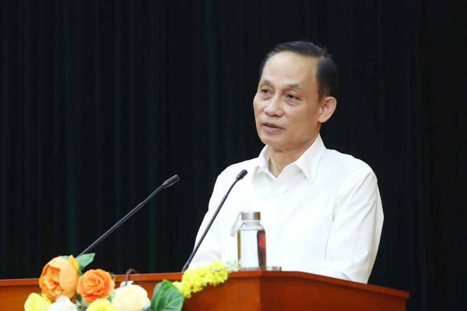 Bí thư Trung ương Đảng, Trưởng Ban Đối ngoại Trung ương Lê Hoài Trung phát biểu chỉ đạo tại Hội nghị. (Ảnh: An Đăng/TTXVN)