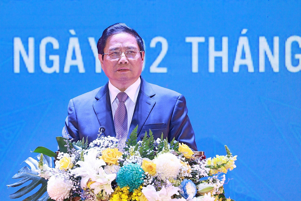 Thủ tướng Phạm Minh Chính phát biểu tại Hội nghị công bố quy hoạch và xúc tiến đầu tư tỉnh Khánh Hòa năm 2023. (Ảnh: Dương Giang/TTXVN)