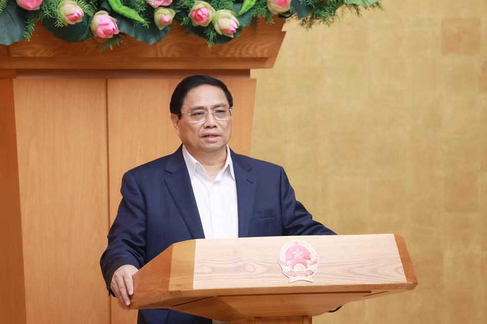 Thủ tướng Phạm Minh Chính chủ trì Hội nghị trực tuyến Chính phủ với địa phương. (Ảnh: Dương Giang/TTXVN)