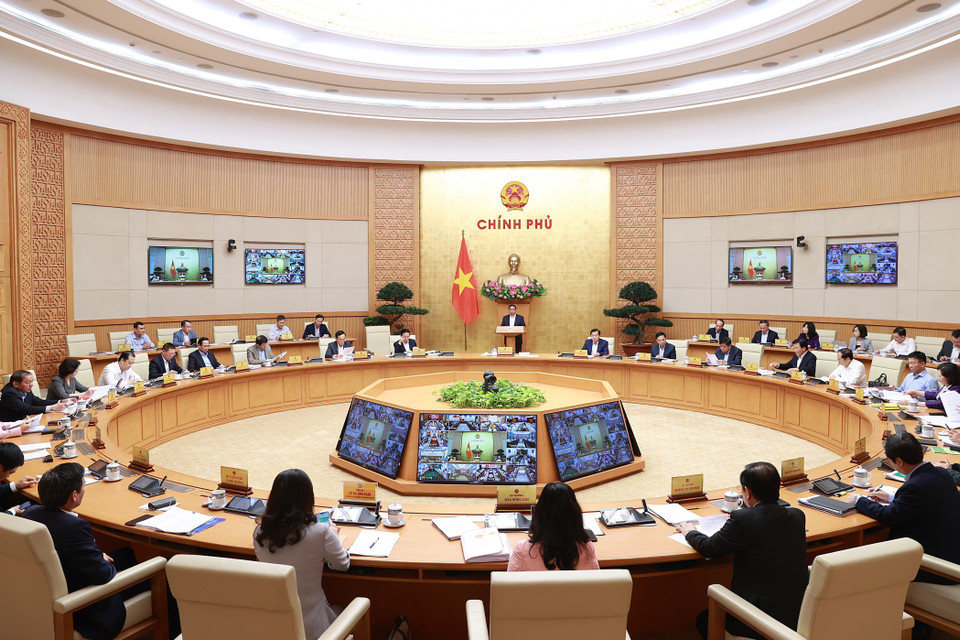 Quang cảnh Hội nghị trực tuyến Chính phủ với địa phương.(Ảnh: Dương Giang/TTXVN)