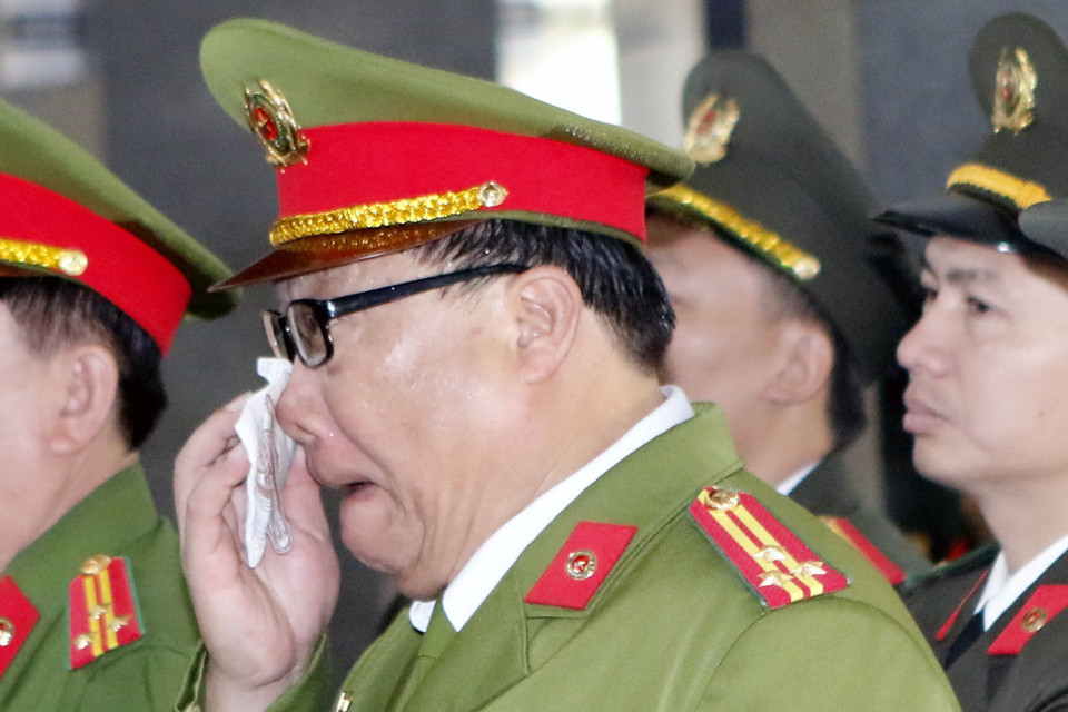 Lực lượng Công an Thành phố Hồ Chí Minh viếng nguyên Tổng Bí thư Đỗ Mười. (Ảnh:Hoàng Hải/TTXVN)