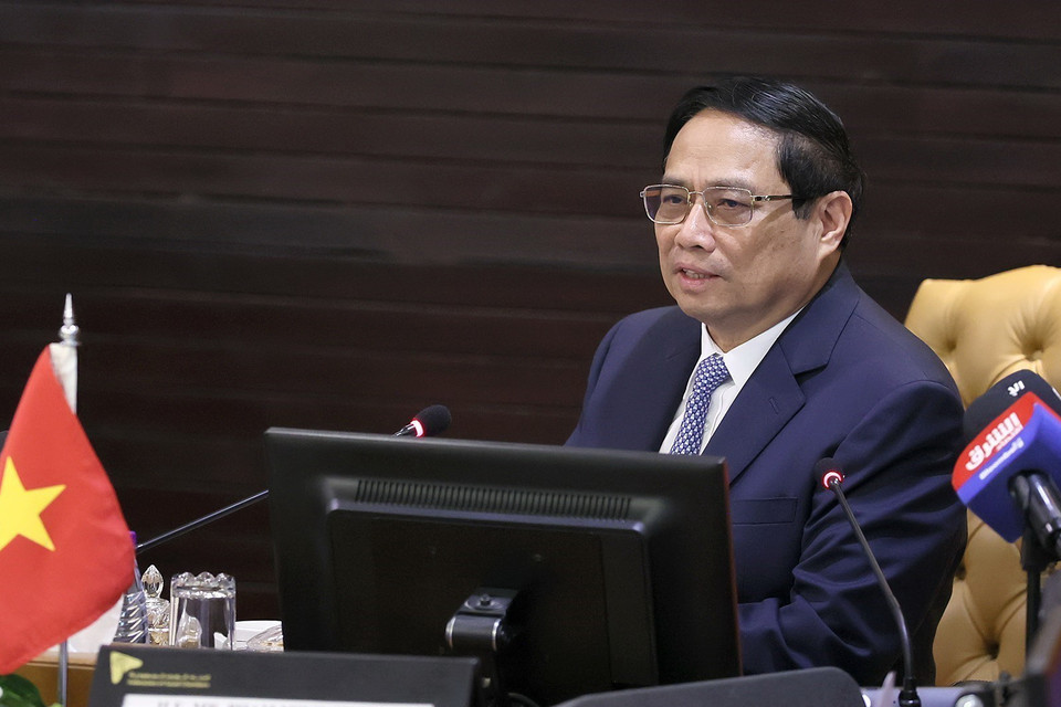 Thủ tướng Phạm Minh Chính phát biểu tại Diễn đàn Kinh doanh Việt Nam-Saudi Arabia. (Ảnh: Dương Giang/TTXVN)