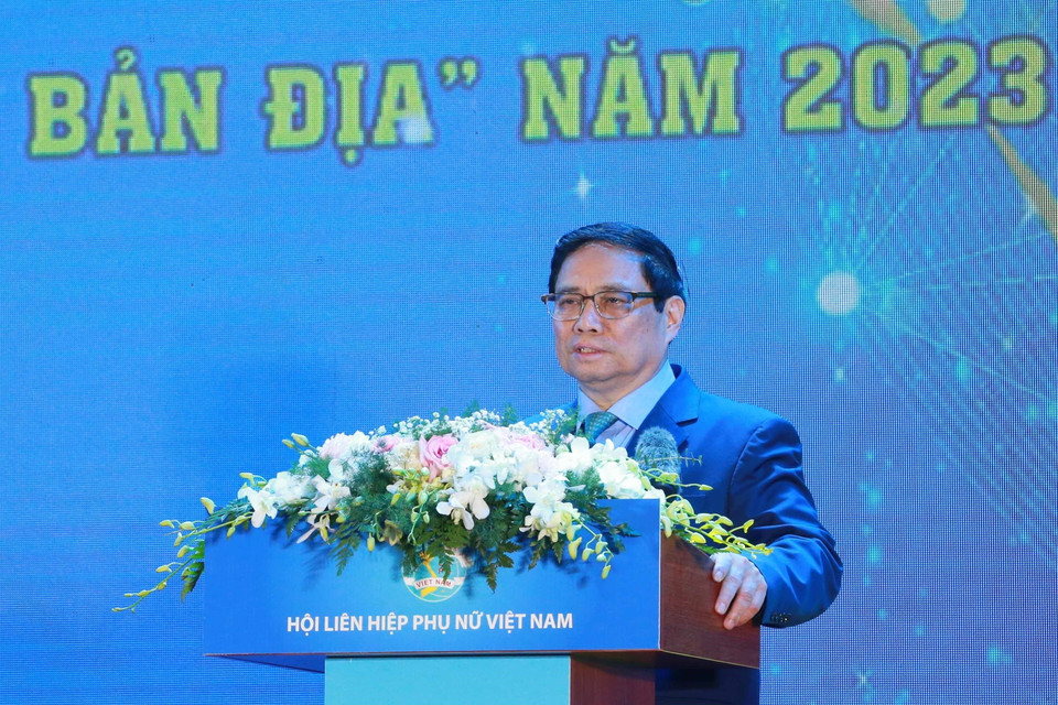 Thủ tướng Phạm Minh Chính phát biểu tại lễ trao giải. (Ảnh: Phương Hoa/TTXVN)