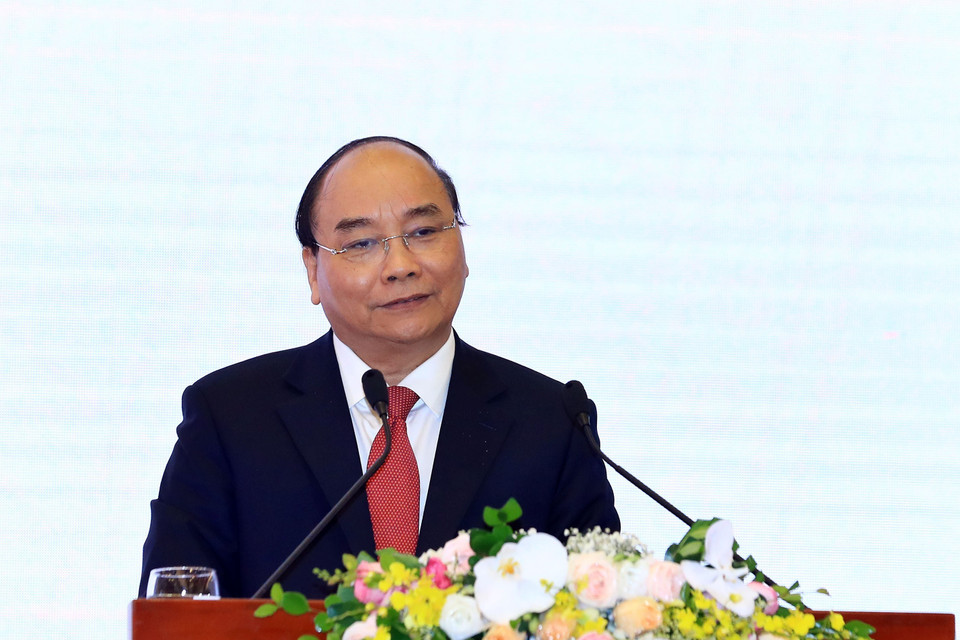 Thủ tướng Nguyễn Xuân Phúc phát biểu tại buổi lễ. (Ảnh: Thống Nhất/TTXVN)