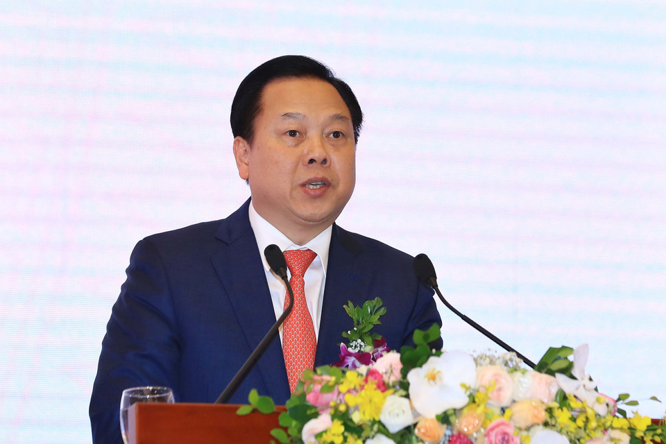 Ông Nguyễn Hoàng Anh, Ủy viên Trung ương Đảng, Chủ tịch Ủy ban Quản lý vốn nhà nước tại doanh nghiệp phát biểu. (Ảnh: Thống Nhất/TTXVN)