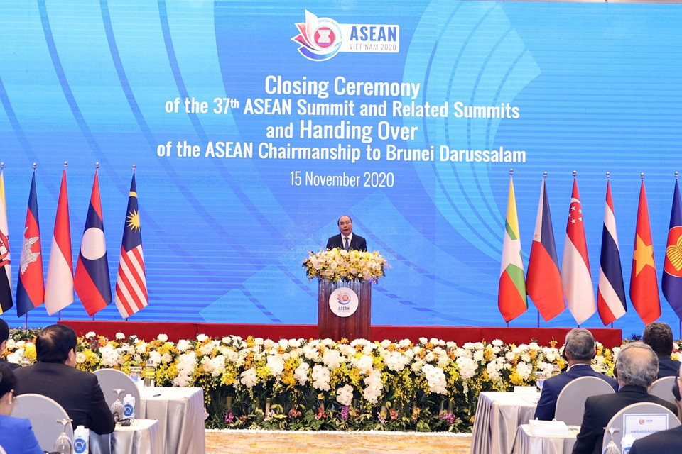 Thủ tướng Nguyễn Xuân Phúc, Chủ tịch ASEAN 2020 phát biểu. (Ảnh: Thống Nhất/TTXVN)
