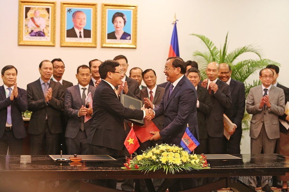 Lễ kỷ niệm 10 năm thành lập Ngân hàng Đầu tư và Phát triển Campuchia (BIDC) thuộc Ngân hàng Đầu tư và Phát triển Việt Nam – BIDV (19/9/2019). (Ảnh: Trần Long/TTXVN)