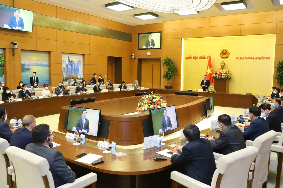 Toàn cảnh buổi tiếp. (Ảnh: Văn Điệp/TTXVN)