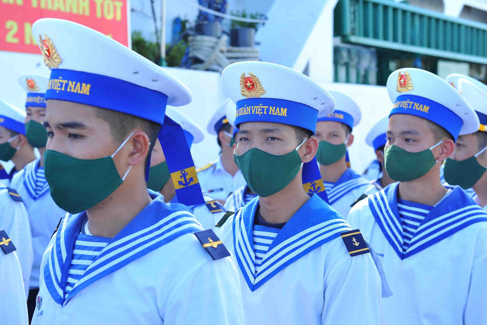 Buổi tiễn đoàn công tác lên đường đi chúc Tết quân, dân huyện đảo Trường Sa. (Ảnh: Minh Đức/TTXVN)