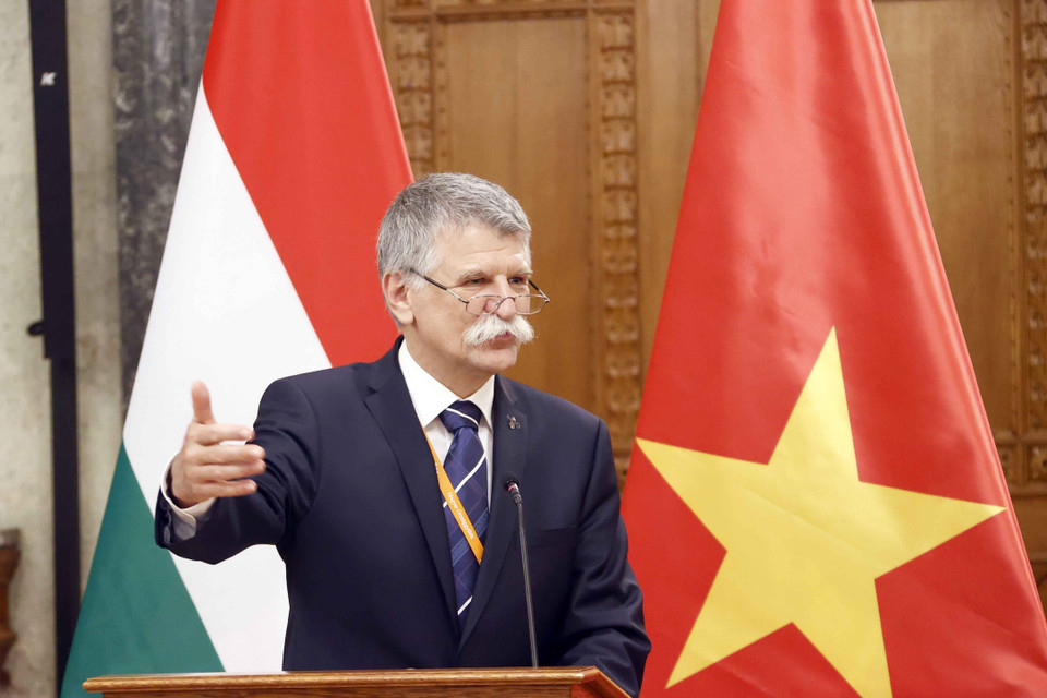 Chủ tịch Quốc hội Hungary László Kövér phát biểu (Ảnh: Doãn Tấn/TTXVN)