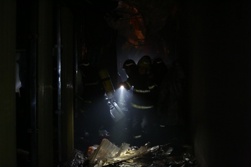 Hiện trường vụ cháy, nổ. (Ảnh: Huy Hùng/TTXVN)