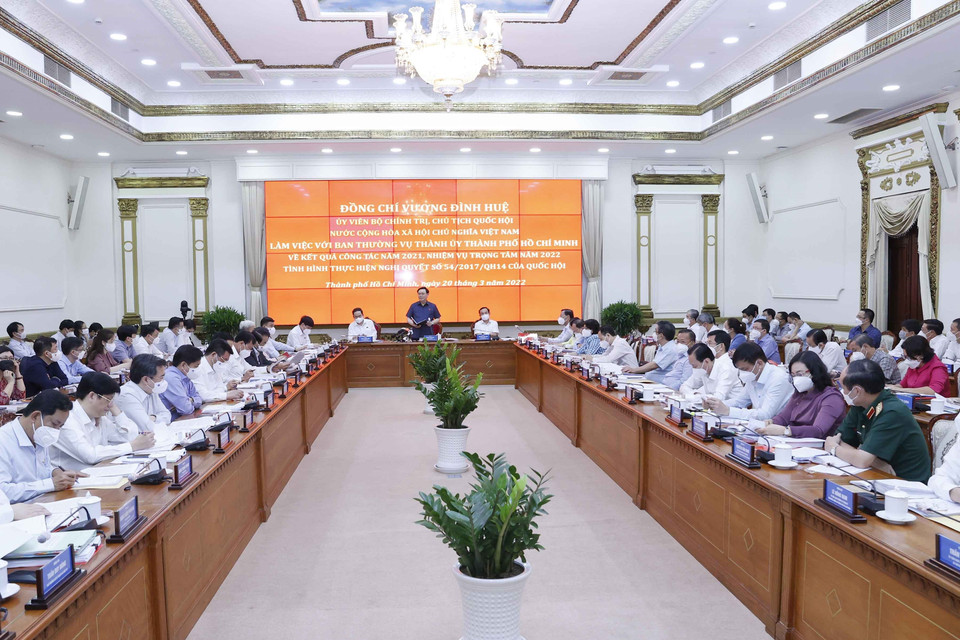 Quang cảnh buổi làm việc. (Ảnh: Doãn Tấn/TTXVN)