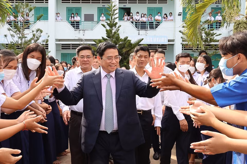 Đây là ngôi trường dành cho con em đồng bào dân tộc tỉnh Sóc Trăng, vùng có điều kiện kinh tế-xã hội đặc biệt khó khăn, cư trú và học tập. (Ảnh: Dương Giang-TTXVN)