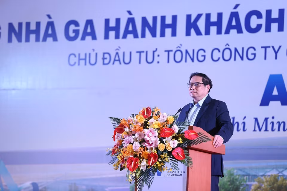 Thủ tướng Phạm Minh Chính phát biểu tại lễ khởi công. (Ảnh: Dương Giang/TTXVN)