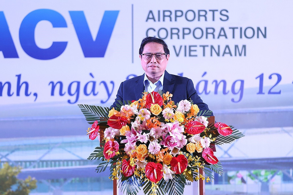 Thủ tướng Phạm Minh Chính phát biểu tại lễ khởi công. (Ảnh: Dương Giang/TTXVN)