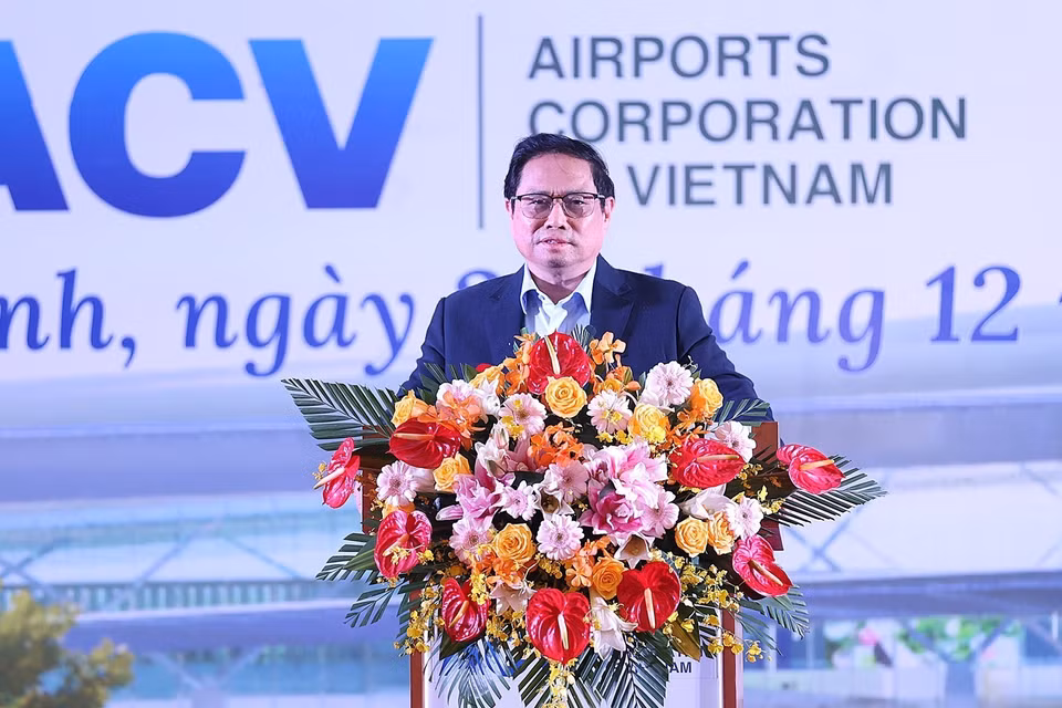Thủ tướng Phạm Minh Chính phát biểu tại lễ khởi công. (Ảnh: Dương Giang/TTXVN)